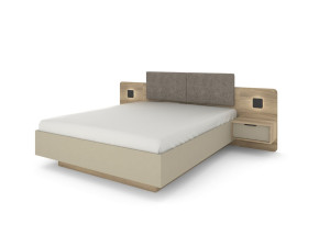 Ліжко (каркас) Perfect Home Летто / Letto 160 двоспальне з тумбами приліжковими та підсвіткою Дуб терра темний/сірий кам'яний