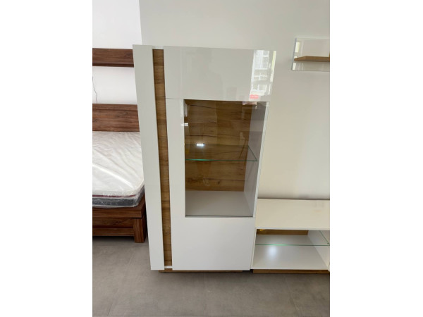 Вітрина низька Perfect Home Арко / Arco 1-дверна 1D1W/72 Білий глянець/дуб грандсон