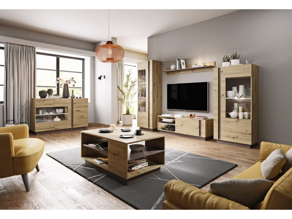 Вітрина низька Perfect Home Арко / Arco 1-дверна 1D1W/72 Дуб артизан/графіт
