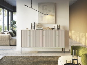Комод Perfect Home Нова / Nova 3-дверний з 3 шухлядами і чорними ніжками KSZ154 Кашемір
