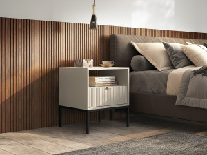 Тумба приліжкова Perfect Home Нова / Nova з 1 шухлядою і чорними ніжками S54 Кашемір
