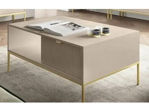 Стіл журнальний Perfect Home Нова / Nova з 2 шухлядами та золотими ніжками L104 Кашемір