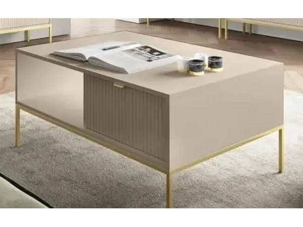 Стіл журнальний Perfect Home Нова / Nova з 2 шухлядами та золотими ніжками L104 Кашемір