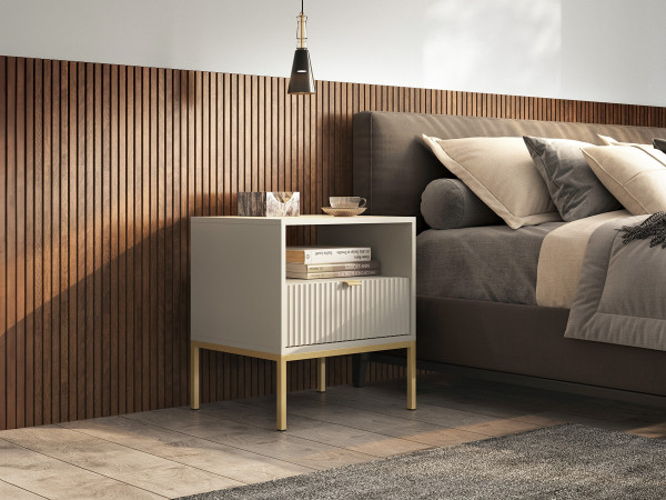 Тумба приліжкова Perfect Home Нова / Nova з 1 шухлядою і золотими ніжками S54 Кашемір