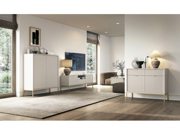 Комод Perfect Home Нова / Nova 2-дверний з 2 шухлядами і золотими ніжками KSZ104 Кашемір
