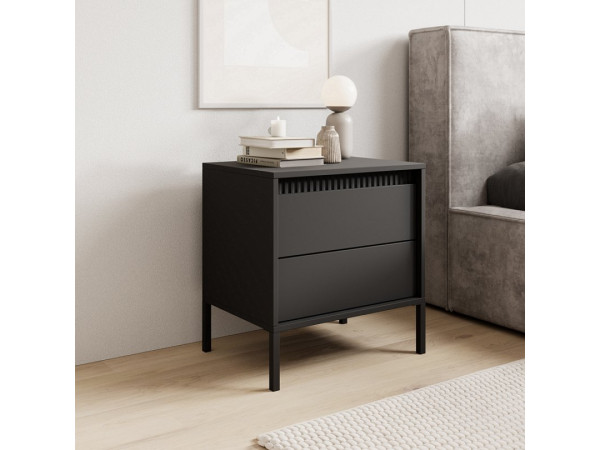 Тумба приліжкова Perfect Home Сенсо / Senso 2S/53 з 2 шухлядами Чорний
