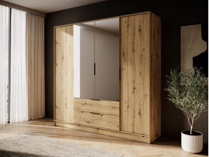 Шафа для одягу Perfect Home Келлі / Kelly 4DL 4-дверна з дзеркалом Дуб артизан