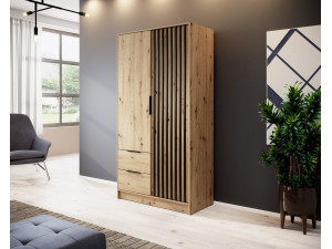 Шафа для одягу Perfect Home Неллі / Nelly 2D 2-дверна Дуб артизан/чорний