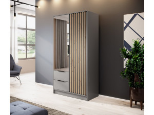 Шафа для одягу Perfect Home Неллі / Nelly 2D 2-дверна з дзеркалом Сірий/дуб артизан