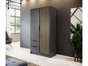 Шафа для одягу Perfect Home Неллі / Nelly 2D 2-дверна Графіт/дуб артизан