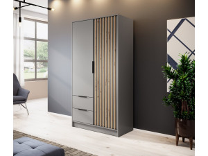 Шафа для одягу Perfect Home Неллі / Nelly 2D 2-дверна Сірий/дуб артизан