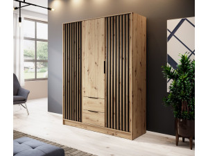 Шафа для одягу Perfect Home Неллі / Nelly 3D 3-дверна Дуб артизан/чорний