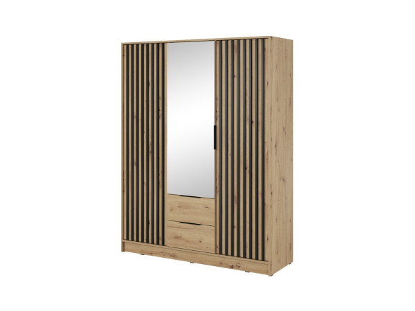 Шафа для одягу Perfect Home Неллі / Nelly 3D 3-дверна з дзеркалом Дуб артизан/чорний