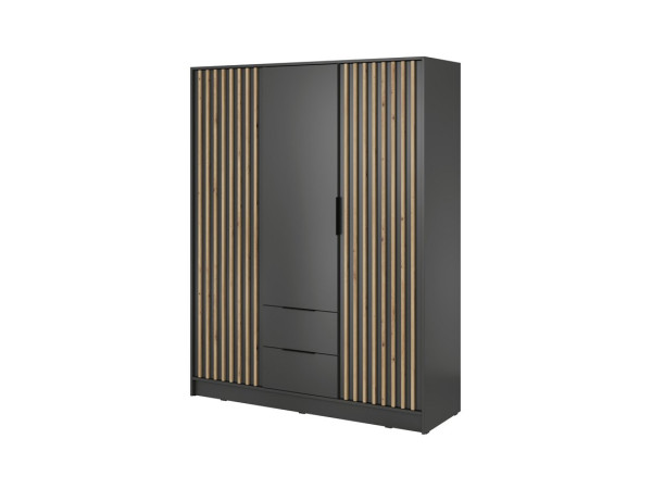 Шафа для одягу Perfect Home Неллі / Nelly 3D 3-дверна Графіт/дуб артизан