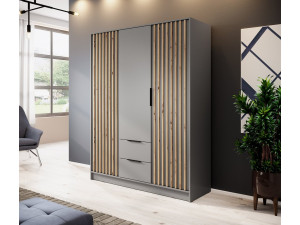 Шафа для одягу Perfect Home Неллі / Nelly 3D 3-дверна Сірий/дуб артизан