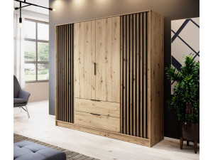 Шафа для одягу Perfect Home Неллі / Nelly 4D 4-дверна Дуб артизан/чорний