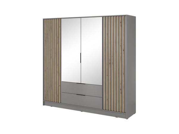 Шафа для одягу Perfect Home Неллі / Nelly 4D 4-дверна з дзеркалом Сірий/дуб артизан
