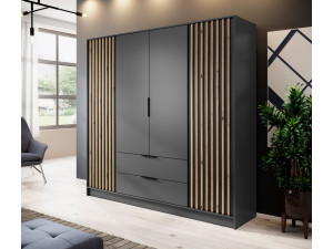 Шафа для одягу Perfect Home Неллі / Nelly 4D 4-дверна Графіт/дуб артизан