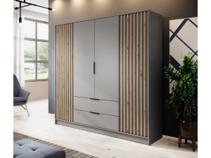 Шафа для одягу Perfect Home Неллі / Nelly 4D 4-дверна Сірий/дуб артизан