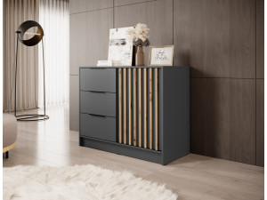 Комод Perfect Home Неллі / Nelly 2D 1-дверний з 3 шухлядами Графіт/дуб артизан