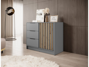 Комод Perfect Home Неллі / Nelly 2D 1-дверний з 3 шухлядами Сірий/дуб артизан