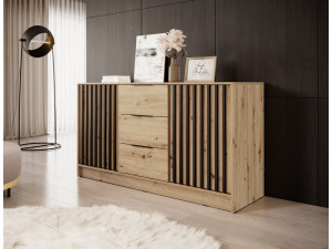 Комод Perfect Home Неллі / Nelly 3D 2-дверний з 3 шухлядами Дуб артизан/чорний