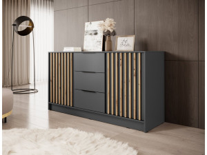 Комод Perfect Home Неллі / Nelly 3D 2-дверний з 3 шухлядами Графіт/дуб артизан