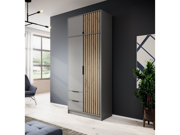 Тумба-надставка Perfect Home Неллі / Nelly 2D 2-дверна Сірий/дуб артизан