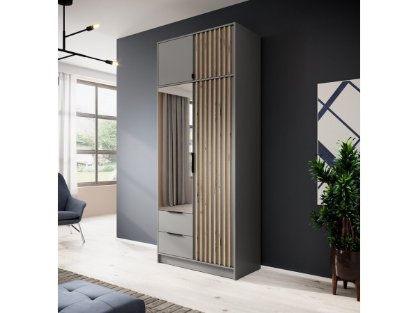 Тумба-надставка Perfect Home Неллі / Nelly 2D 2-дверна Сірий/дуб артизан