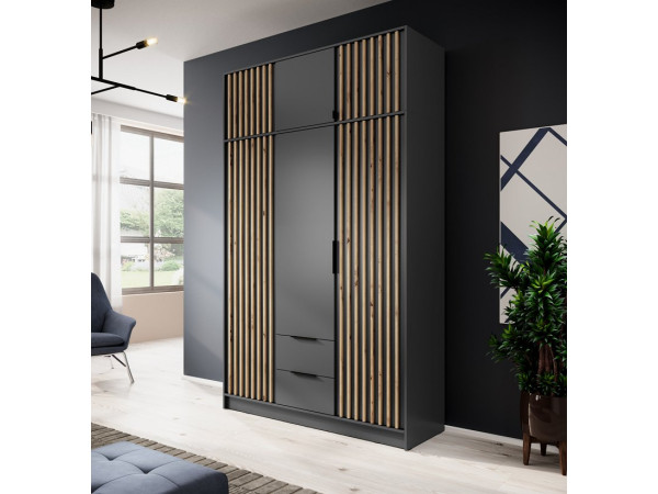Тумба-надставка Perfect Home Неллі / Nelly 2D 2-дверна Графіт/дуб артизан