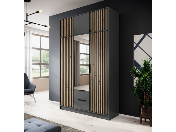 Тумба-надставка Perfect Home Неллі / Nelly 2D 2-дверна Графіт/дуб артизан