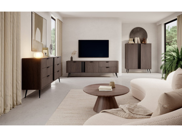 Комод Perfect Home Веріс / Veris 6S/163 з 6 шухлядами Дуб дунін/чорний