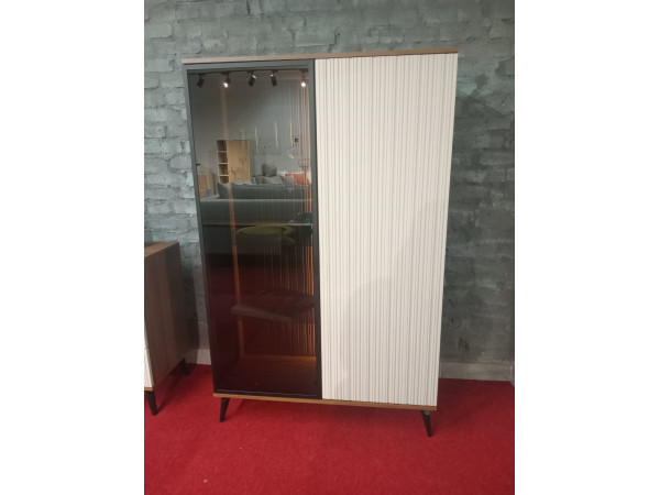 Вітрина висока з підсвіткою Вічі / Vici WT103 2-дверна Горіх/кашемір Perfect Home Польща