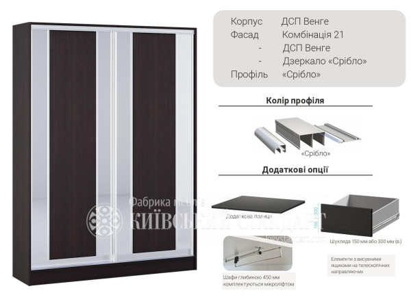 Шафа-купе Комбі 1500 мм