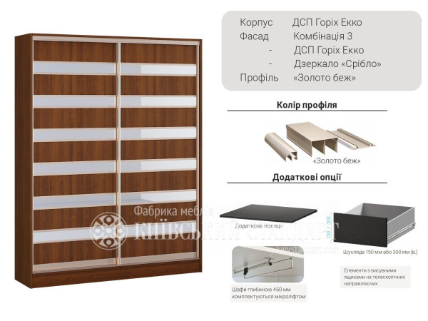 Шафа-купе Комбі 1500 мм