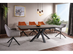 Стіл COLUMBUS CERAMIC 160(240)*90 коричневий ефект дерева/чорний