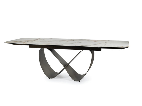 Стіл INFINITY CERAMIC 160(240)*95 білий AMBER BIANCO/коричневий