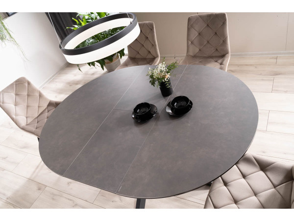 Стіл PORTO CERAMIC 120(160)*120 тем.сірий ефект мармуру/чорний мат