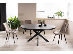 Стіл PORTO CERAMIC 120(160)*120 тем.сірий ефект мармуру/чорний мат