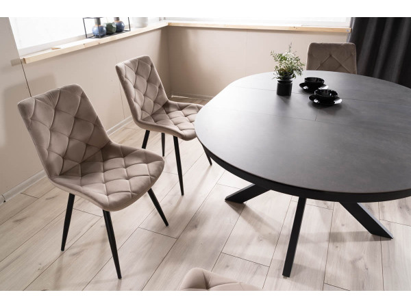 Стіл PORTO CERAMIC 120(160)*120 тем.сірий ефект мармуру/чорний мат