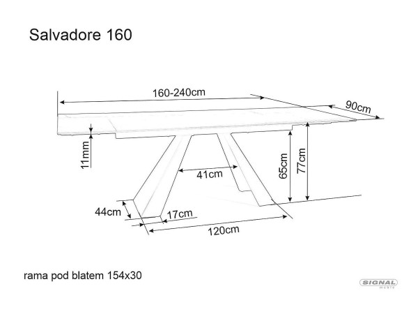 Стіл SALVADORE CERAMIC 160(240)*90 чорний SAHARA NOIR/чорний мат