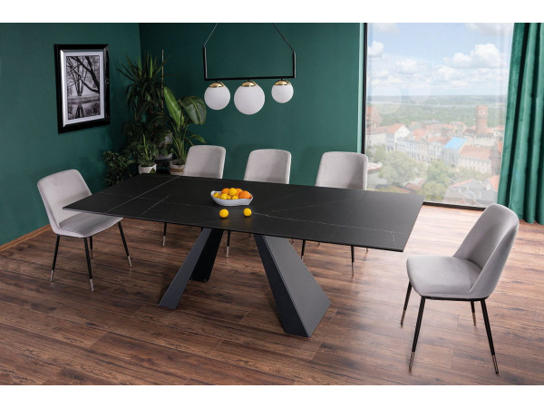 Стіл SALVADORE CERAMIC 160(240)*90 чорний SAHARA NOIR/чорний мат