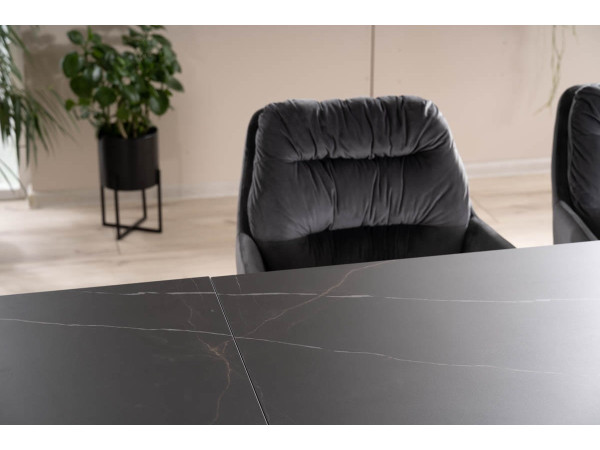 Стіл SALVADORE CERAMIC 160(240)*90 чорний SAHARA NOIR/чорний мат