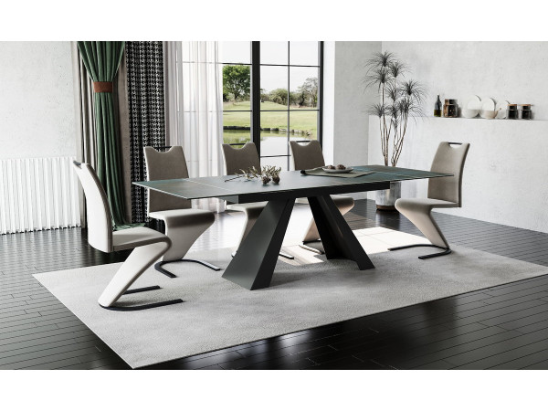 Стіл SALVADORE CERAMIC 160(240)*90 бірюза OSSIDO VERDE/чорний мат