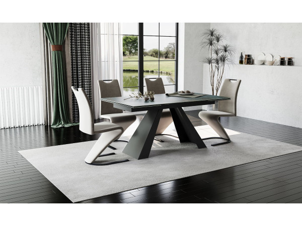 Стіл SALVADORE CERAMIC 160(240)*90 бірюза OSSIDO VERDE/чорний мат