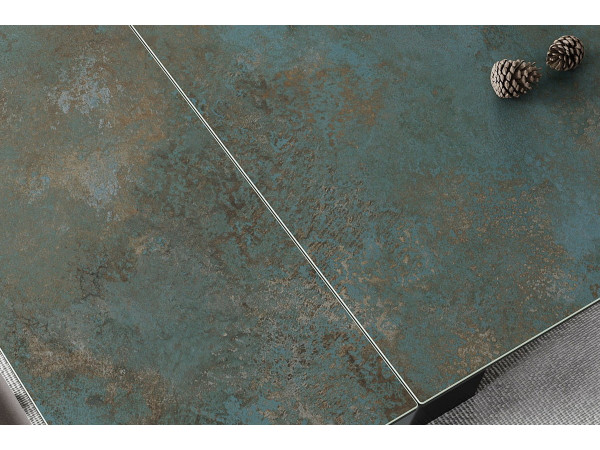 Стіл SALVADORE CERAMIC 160(240)*90 бірюза OSSIDO VERDE/чорний мат