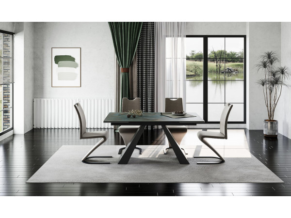 Стіл SALVADORE CERAMIC 160(240)*90 бірюза OSSIDO VERDE/чорний мат