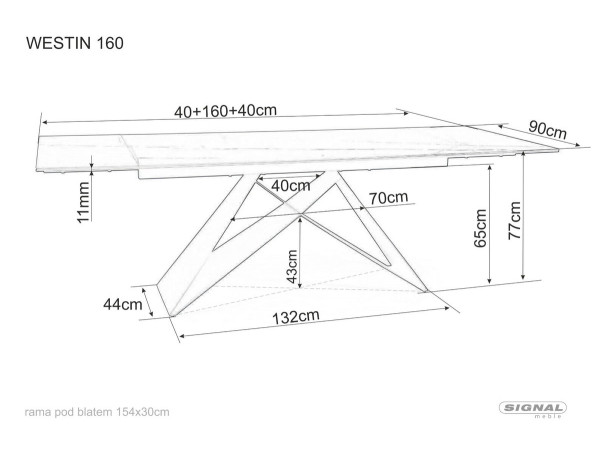 Стіл WESTIN CERAMIC 160(240)*90 коричневий ефект дерева/чорний мат