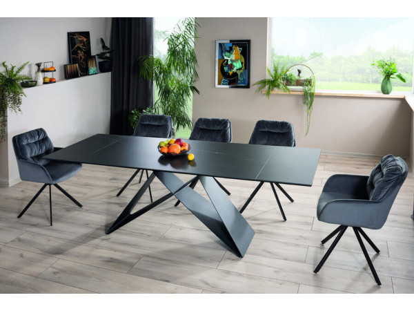 Стіл WESTIN CERAMIC 160(240)*90 чорний SAHARA NOIR/чорний мат