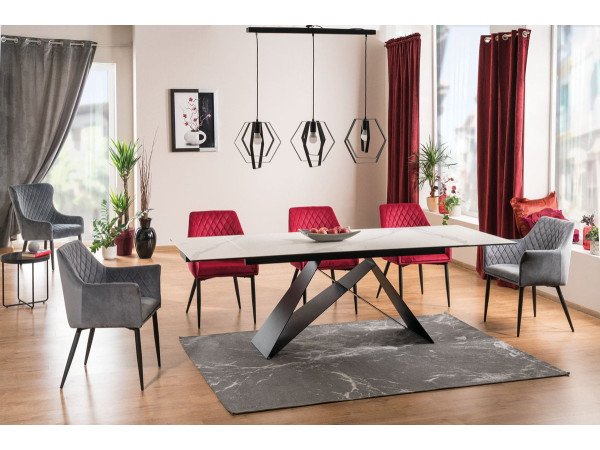 Стіл WESTIN III CERAMIC 180(260)*90 білий мармур/чорний мат